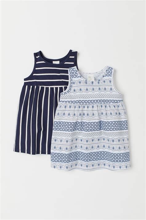 2 Pack Jersey Dresses Bluewhite Kids Handm Us