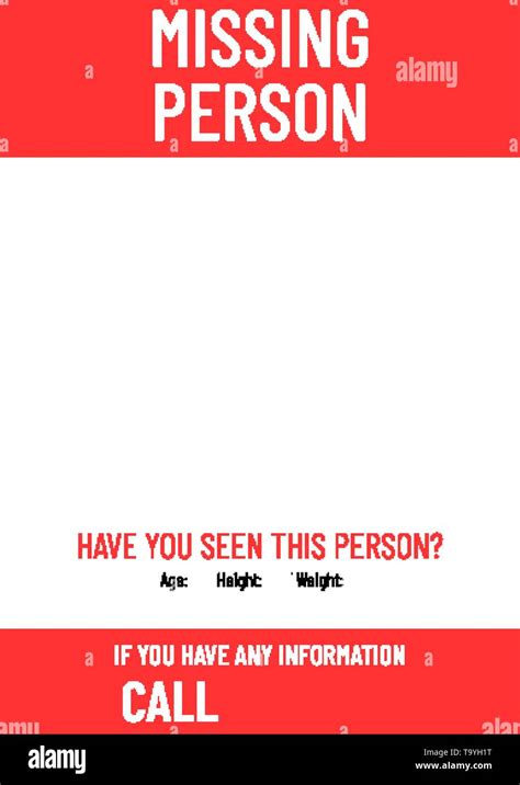 Black Missing Poster Template Person Lost Banner Design Stock Vector