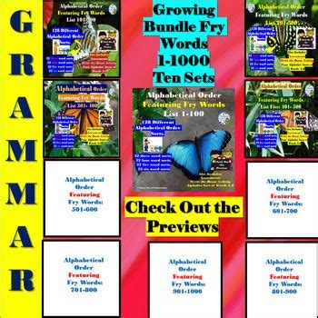 The fry sight words list is a more modern list of words than the dolch list, and was extended to capture the most common 1,000 words. Alphabetical Order Featuring Fry Words 1-1000 Growing ...