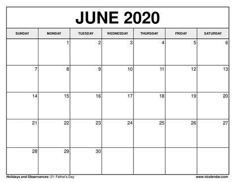 Free Printable Calendar For June 2020 Vl Calendar
