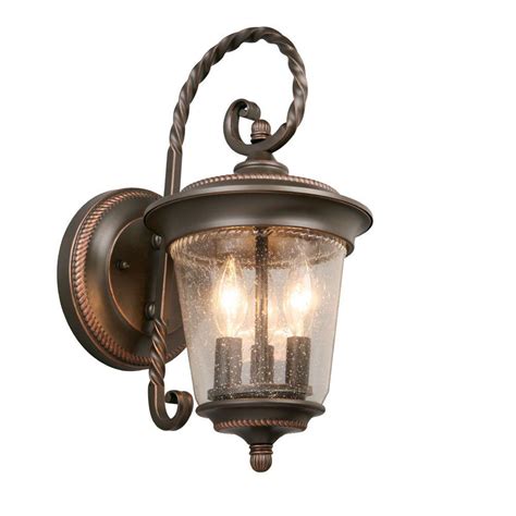 Hampton Bay 3 Light Oil Rubbed Bronze Large Outdoor Wall Lantern Gtp1613al The Home Depot