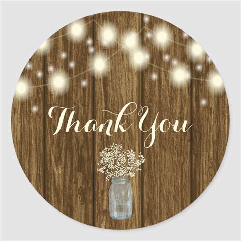 Rustic Thank You Sticker Thank You Tag Rustic Classic Round Sticker