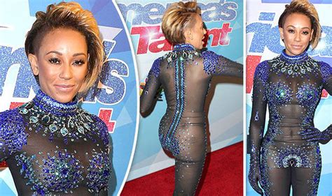 Mel B 42 Flashes Everything As She Goes Commando In Totally Sheer