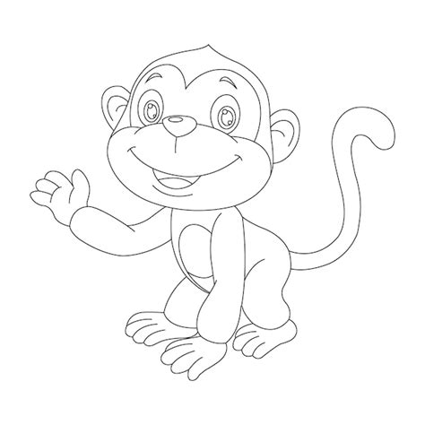 Premium Vector Cute Little Monkey Outline Coloring Page For Kids