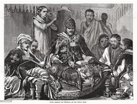 Yohannes Iv Penguasa Ethiopia Ukiran Kayu Diterbitkan 1885 Ilustrasi