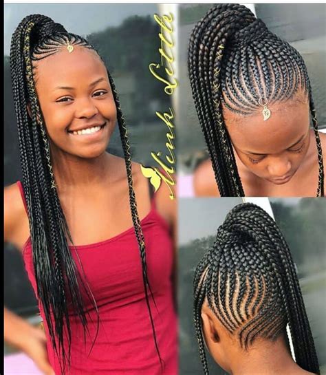 Pin By Beauty💗💍🍯 On Ghana Cornrows Braids Feed In Ponytail Braided
