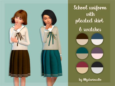 Mysteriousoos School Uniform With Pleated Skirt Sims 4 Children