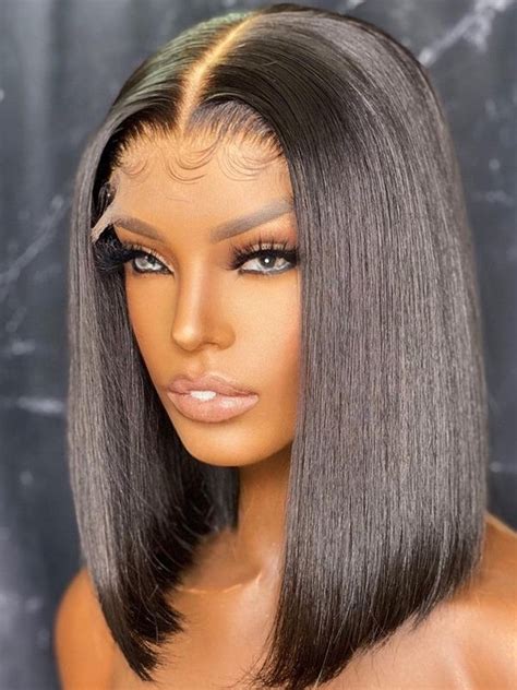 Yswigs Silky Straight Bob Undetectable Dream Hd Lace Human Hair 13x6 Lace Front Wigs Gx02082