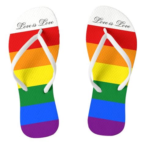Love Is Love Typography Gay Pride Lgbt Rainbow Flip Flops