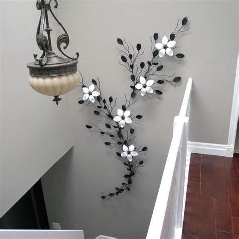 Home Decor Extra Large Five Flower Vine Metal Wall Art Flowering