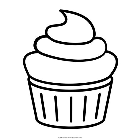 Cupcake Outline Coloring Pages Basic Empty Clipart Easy Drawing