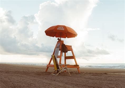Sea Patio Umbrella Life Buoy Nature Lifeguard Hut Day Orange