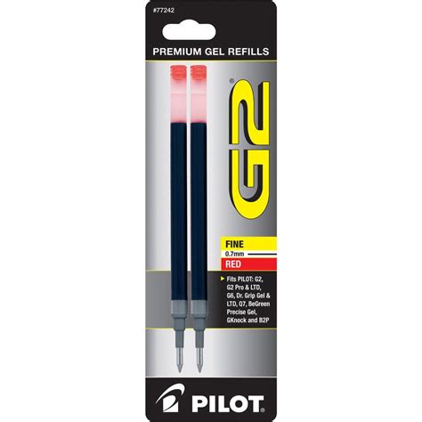 Pilot G2 Premium Gel Ink Pen Refills 070 Mm Fine Point Red Ink