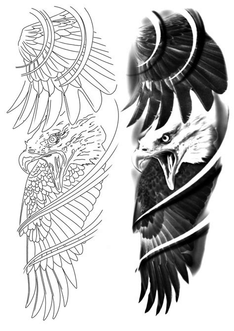 Two Eagle Tattoos On One Side And Another With An Eagle In The Middle