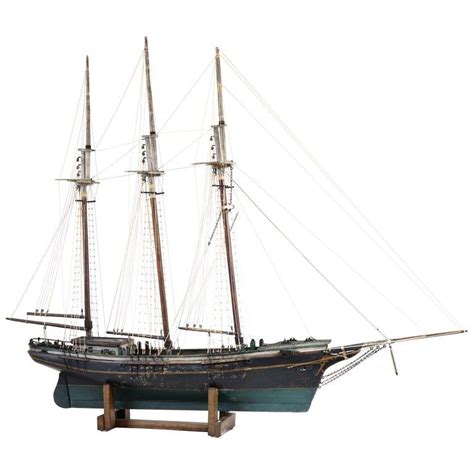 Three Masted Folk Art Ship Model Model Ships Schooner Model Model Boats