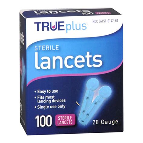 Leader True Plus Sterile 28 Gauge Lancets 100 Ea