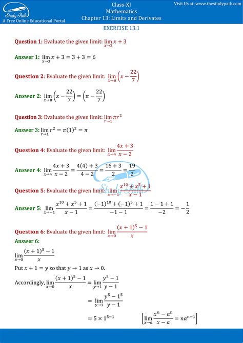 Ncert Solutions Class 11 Maths Chapter 13 Limits And Derivatives
