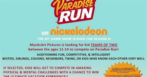 Nickalive Nickelodeon Orders Paradise Run Season 2 Auditioning