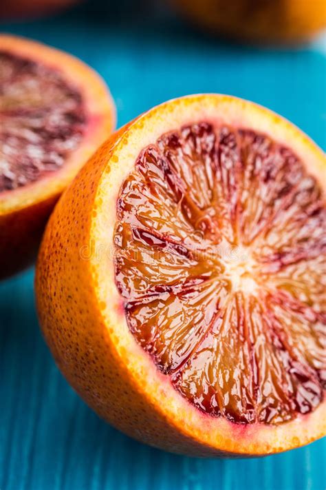 Delicious Red Oranges In Close Up Stock Photo Image Of Blue Summer