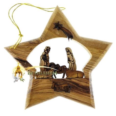 Olive Wood Star Ornament From The Olive Wood Of The Holy Land