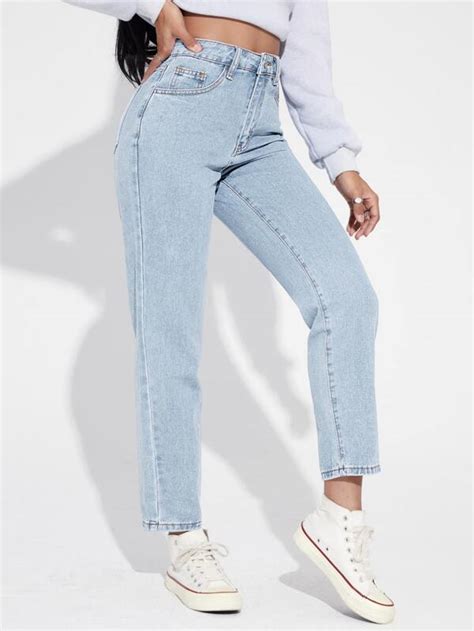 Shein Jean Droit Taille Haute Mode En Ligne Shein France