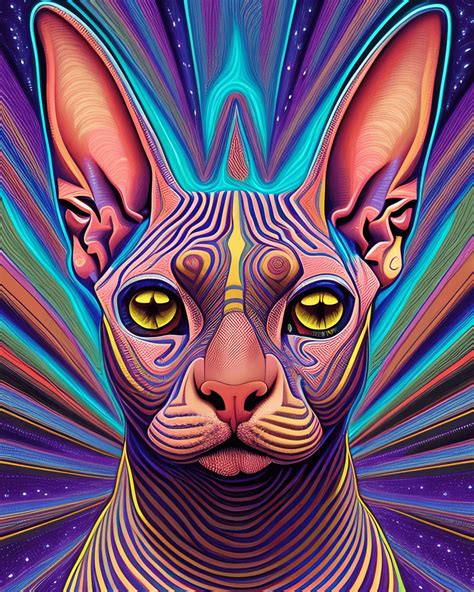 Psychedelic Effect Sphynx Cat · Creative Fabrica