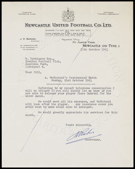 Refferal letter indicationg thye account number : Letter with other Club | The Everton Collection