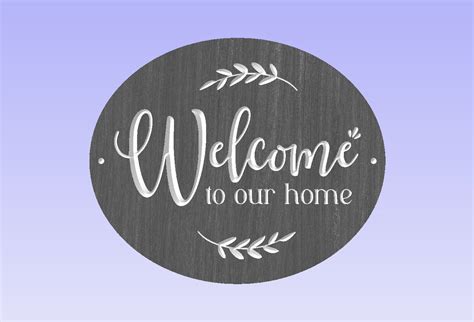 Welcome Sign Dxf And Svg Vector Files For Cnc Engraving V Etsy