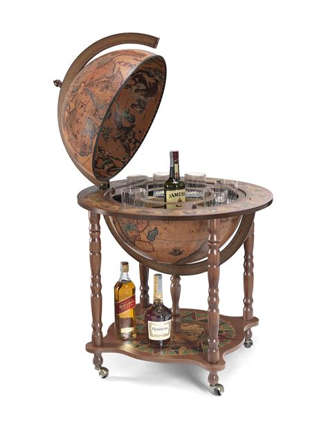 Full Meridian Globe Bar With Unique Base Shelf 100 Made In Italy
