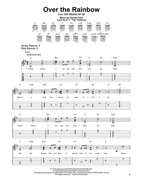 Over The Rainbow Partition Par Ey Yip Harburg Tablature Guitare