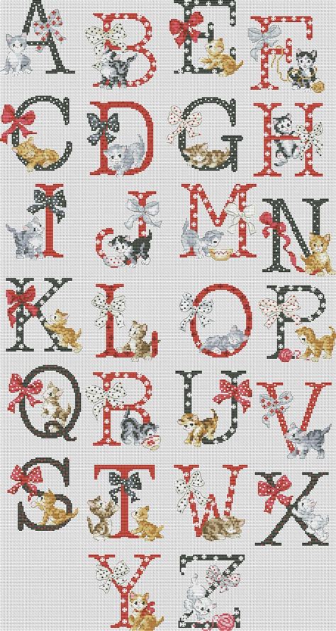 Kittens Alphabet Fun Abc Counted Cross Stitch Pattern Cats Etsy