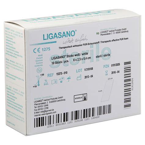 Tamponade met gebruik ligasano, voor de ingroeiende nagels. LIGASANO weiß steril Sticks 0,4x2,5x6 cm 10 Stück online ...