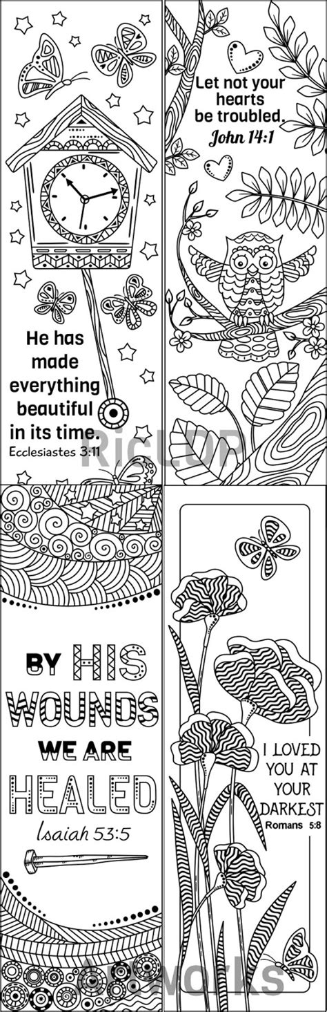 Ricldp Artworks 8 Bible Verse Coloring Bookmarks Doodles