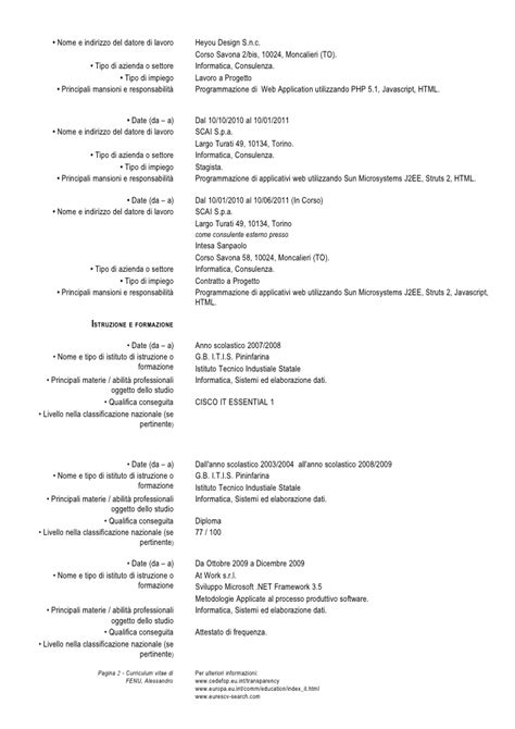 Esempi di curriculum vitae gratis. Curriculum Vitae Europeo di Alessandro Fenu