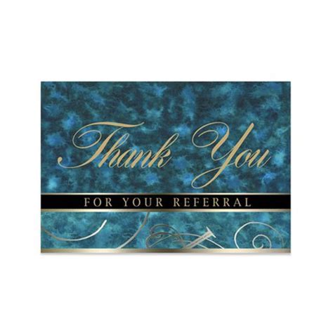 Blue Marbled Business Referral Thank You Note Card On The Ball