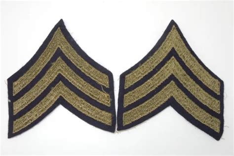 Original Wwii Us Army And Aaf Sergeant Rank Stripes Chevron Patches Pair