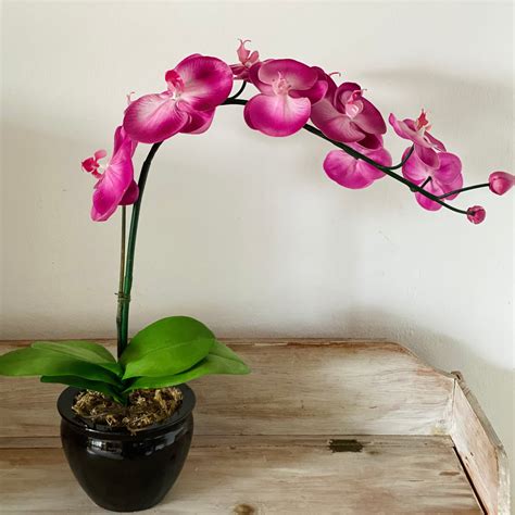 purple orchid single stem arrangement silk flowers singapore