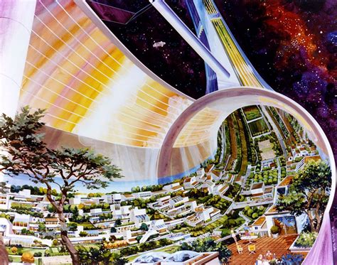 Space Colony Concept Art From 1970s Nasa Rretrofuturism