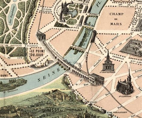 Old Map Of Paris Monumentale France 1878 Vintage Map Vintage Maps And