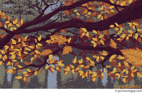 Autumn River Pixel Art Using Only Colors By Me Meme Guy