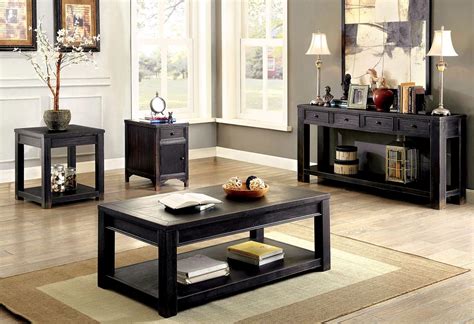 Provides unpolished elegance to your space. Antique Black Finish Coffee Table