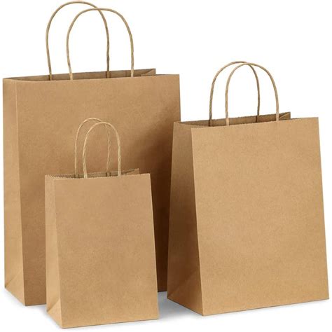 100 Recyclable Paper Shopping Bags Portable Kraft Paper Tote Bageco