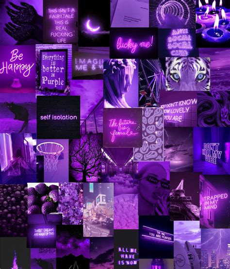 Neon Purple Aesthetic Wall Collage Kit Digital Download Etsy Images