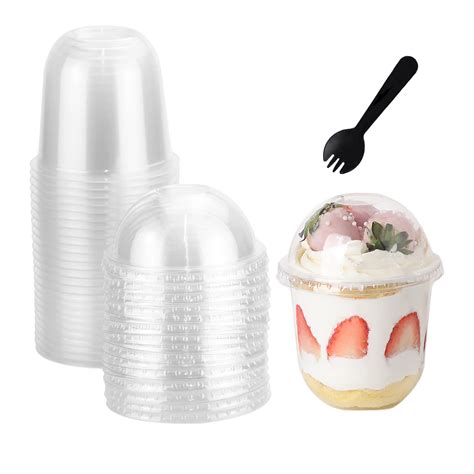 Buy Mr Foam 12oz Disposable Clear Plastic Cups With Lids 25 Pack Dessert For Parfait Ice Cream