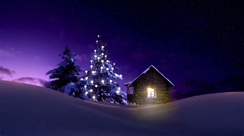 Are there any treehouse holidays in the uk? 1920x1080 Christmas Lighted Tree Outside Winter Cabin ...