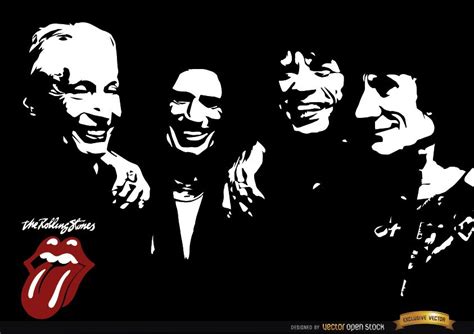 Rolling Stones Band Black And White Wallpaper Vector Download