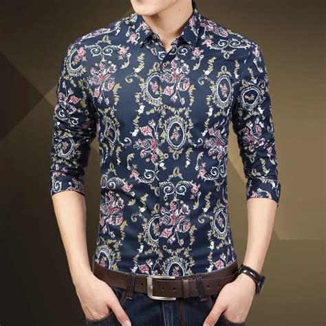 Buy 2017 New Spring Autumn Men Fashion Floral Shirts