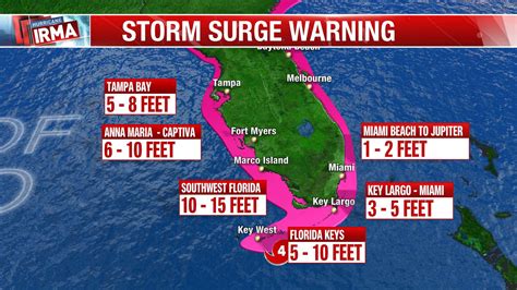 Hurricane Storm Surge Map Florida United States Map