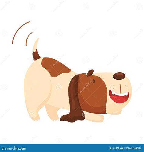 Cute Beagle Wags Its Tail Vector Illustration On A White Background