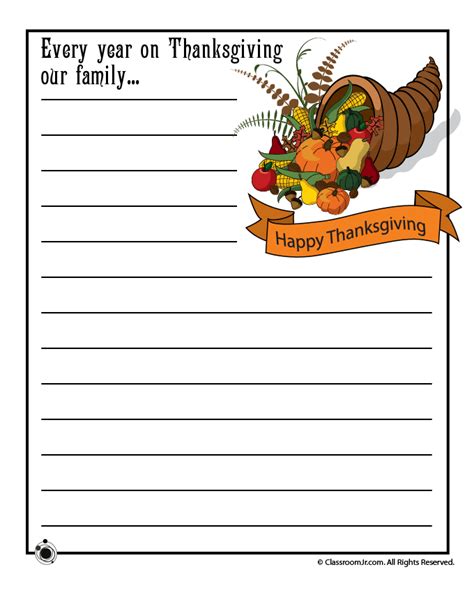 Free Printable Thanksgiving Writing Worksheets Printable Templates